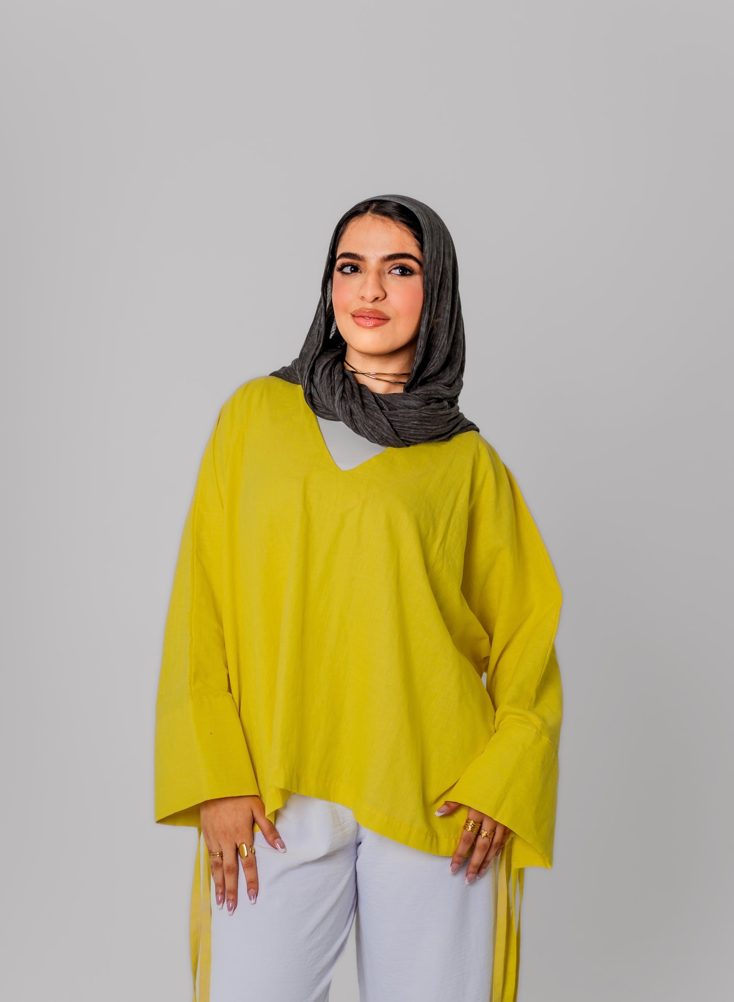 Mia Linen Top-Yellow