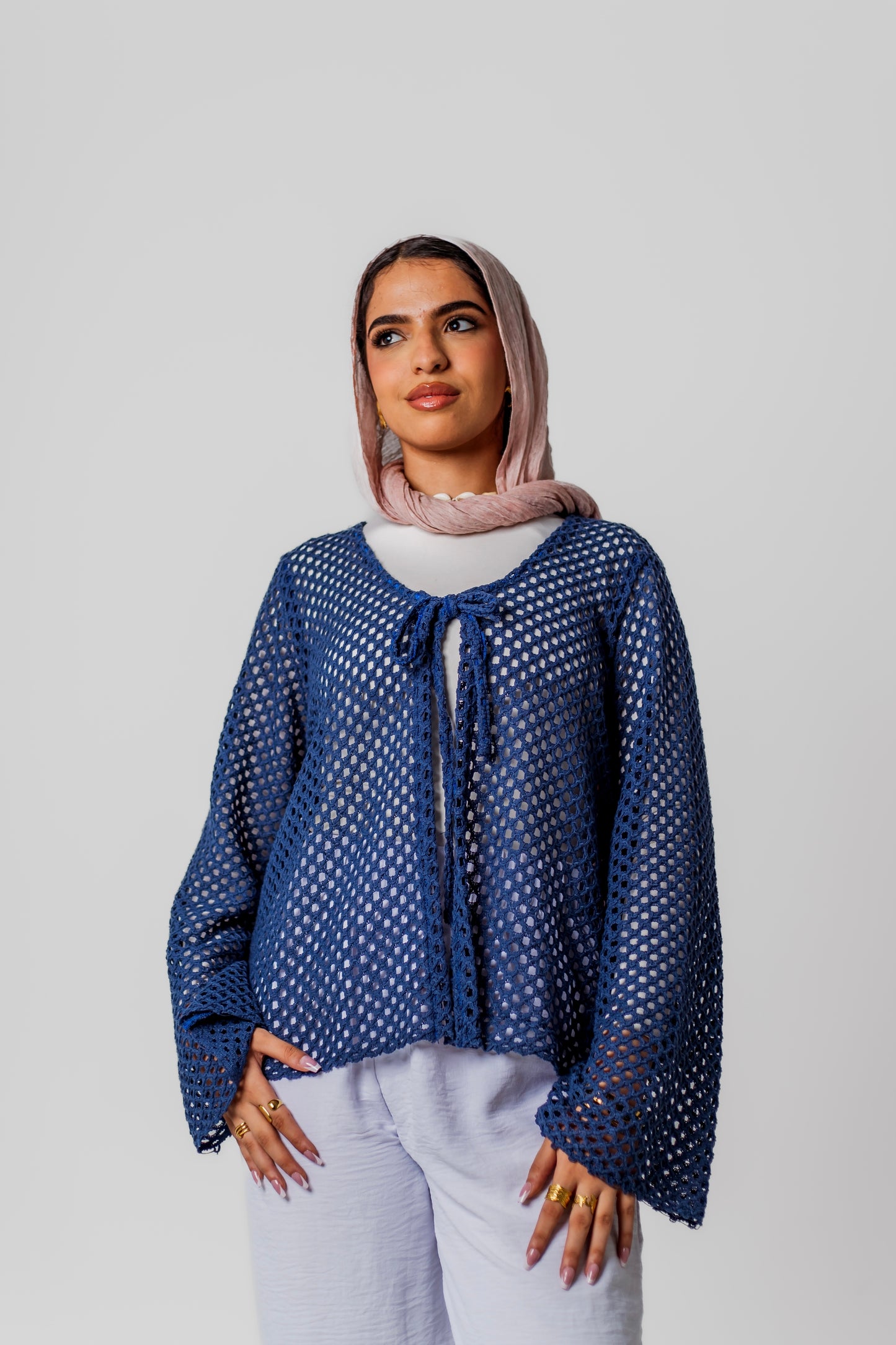 Bella Mesh Top-Navy Blue