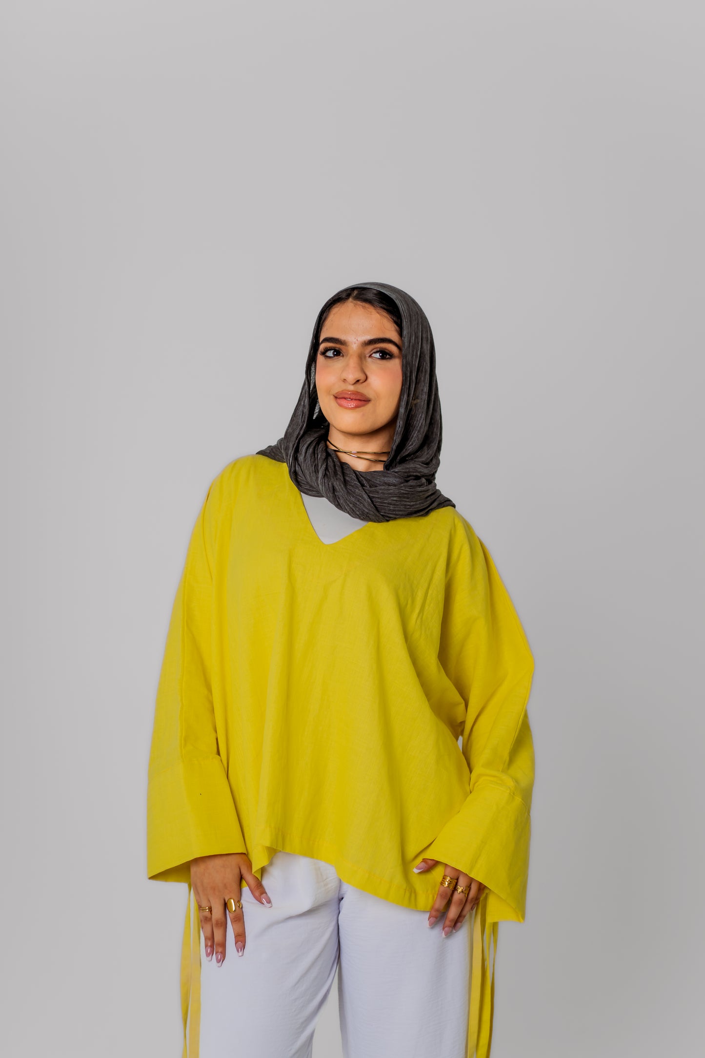 Mia Linen Top-Yellow