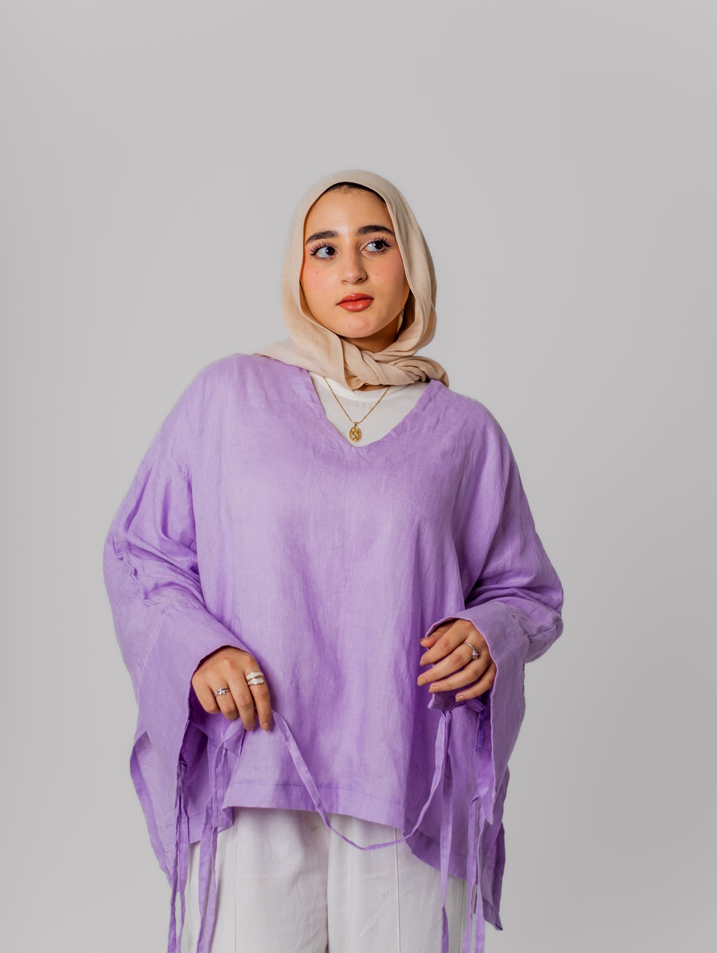 Mia Linen Top-Lilac