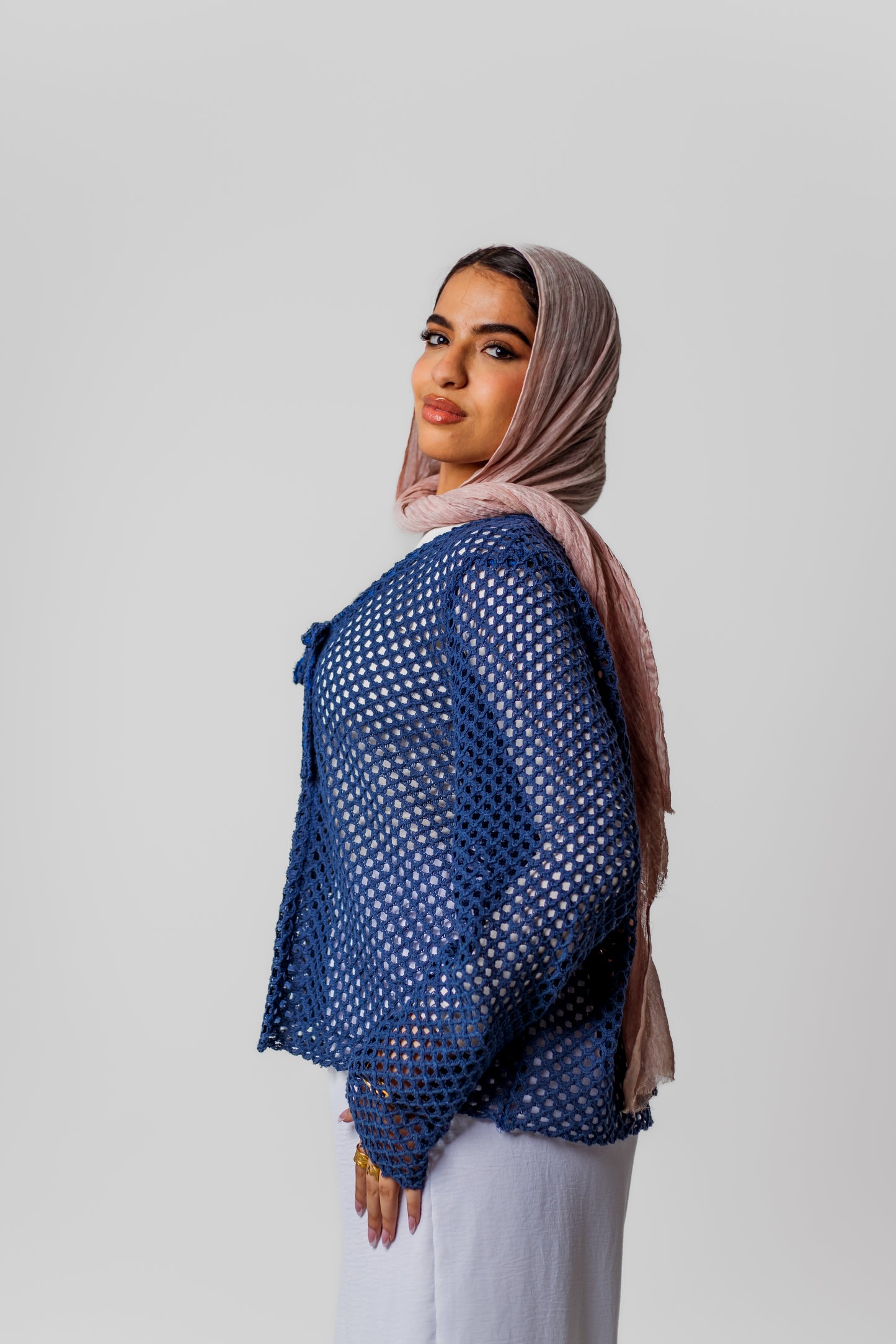Bella Mesh Top-Navy Blue