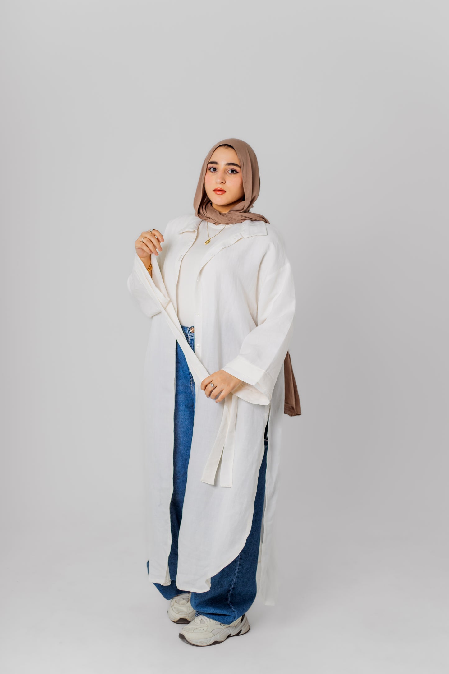 Linen Long Shirt-White