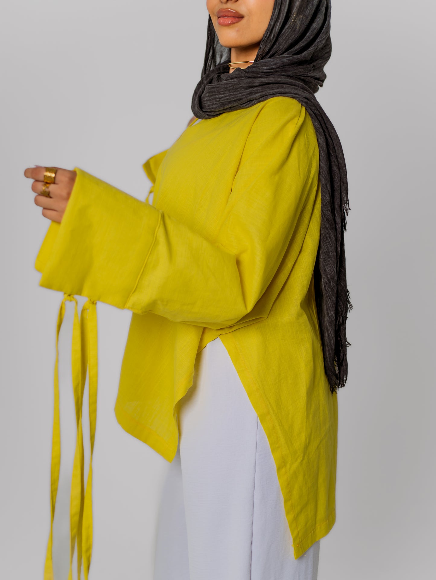 Mia Linen Top-Yellow