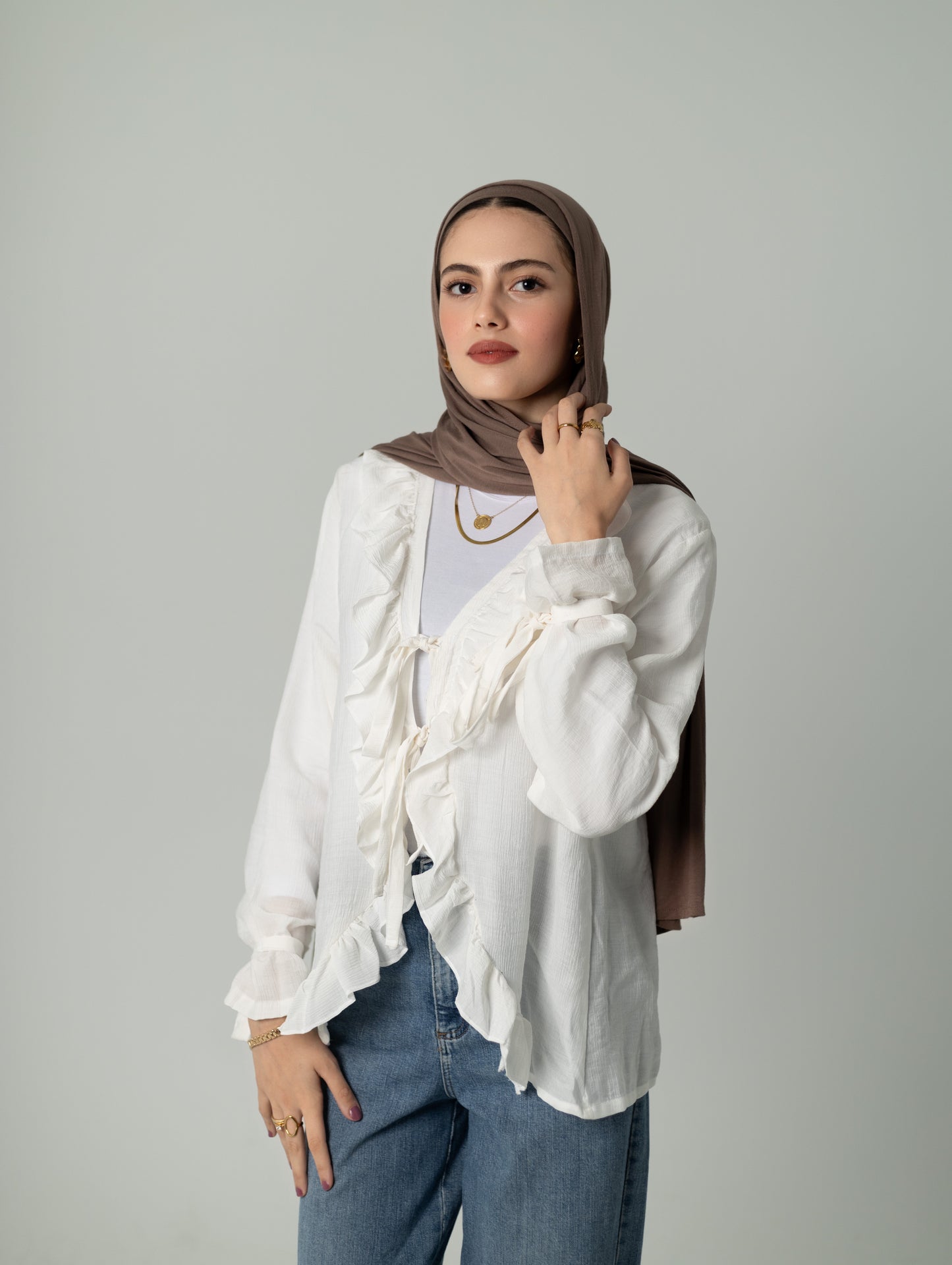 Sophia Ruffled Blouse-White
