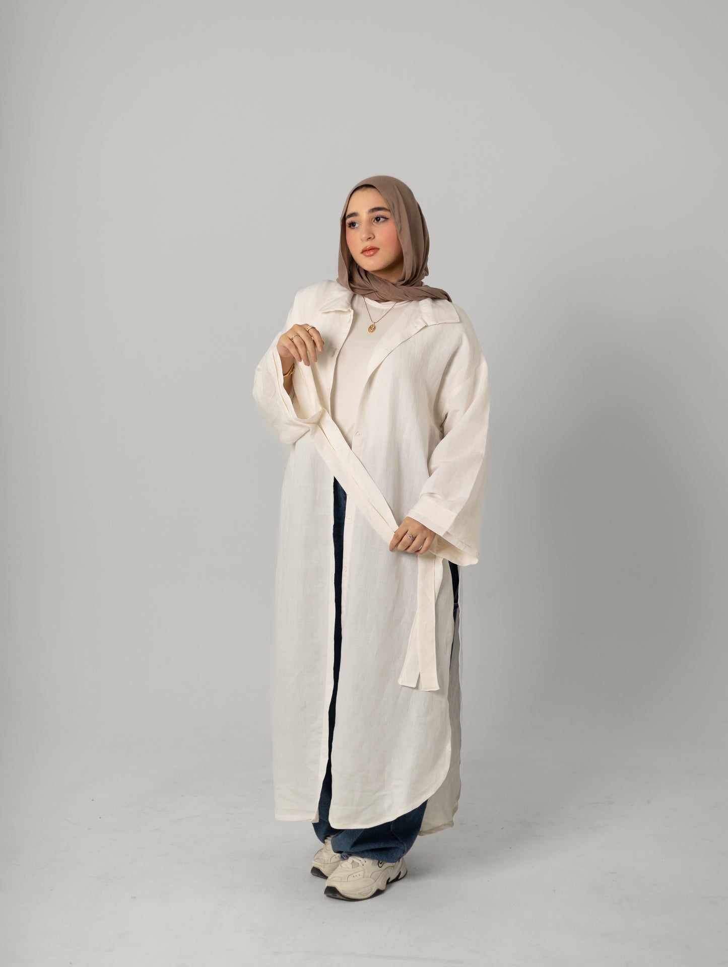 Linen Long Shirt-White