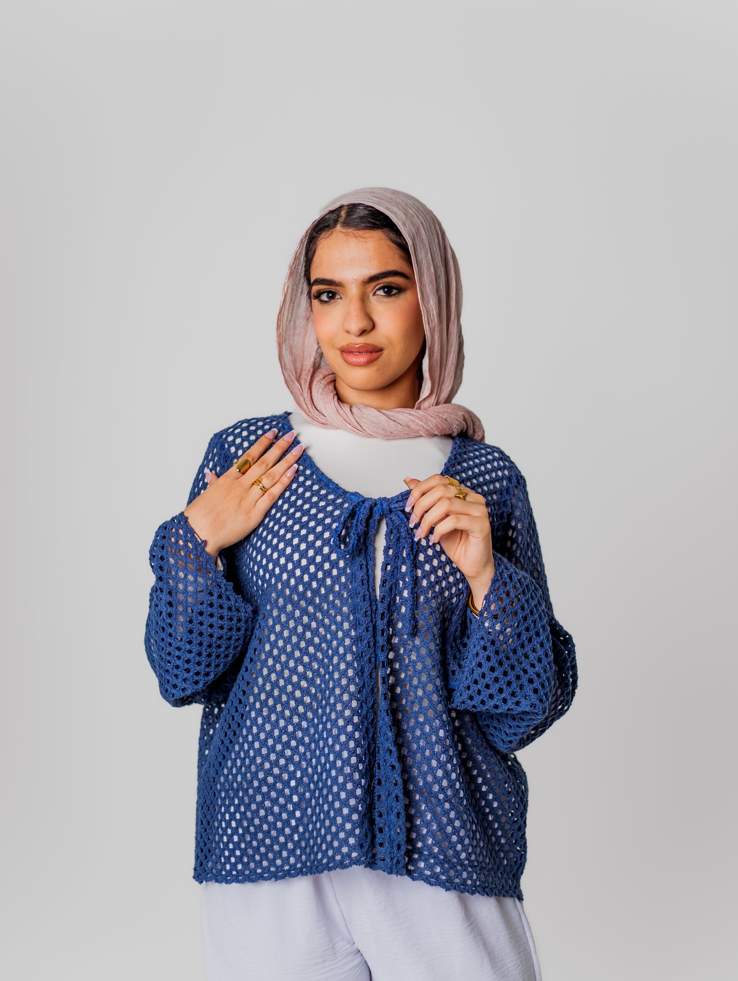 Bella Mesh Top-Navy Blue