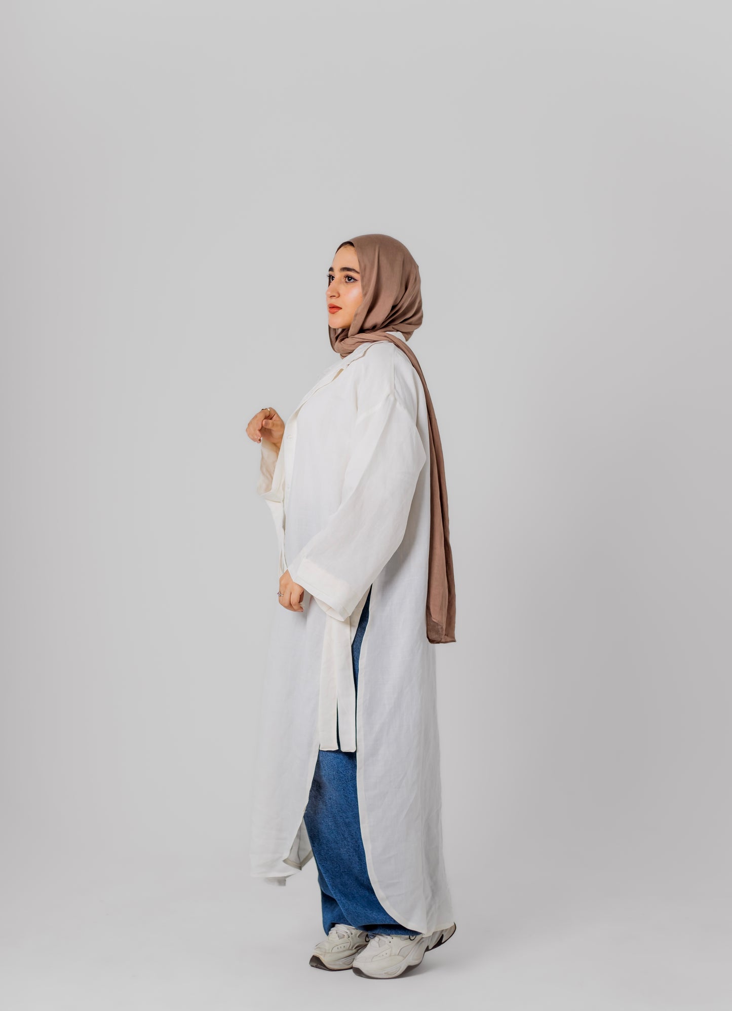 Linen Long Shirt-White