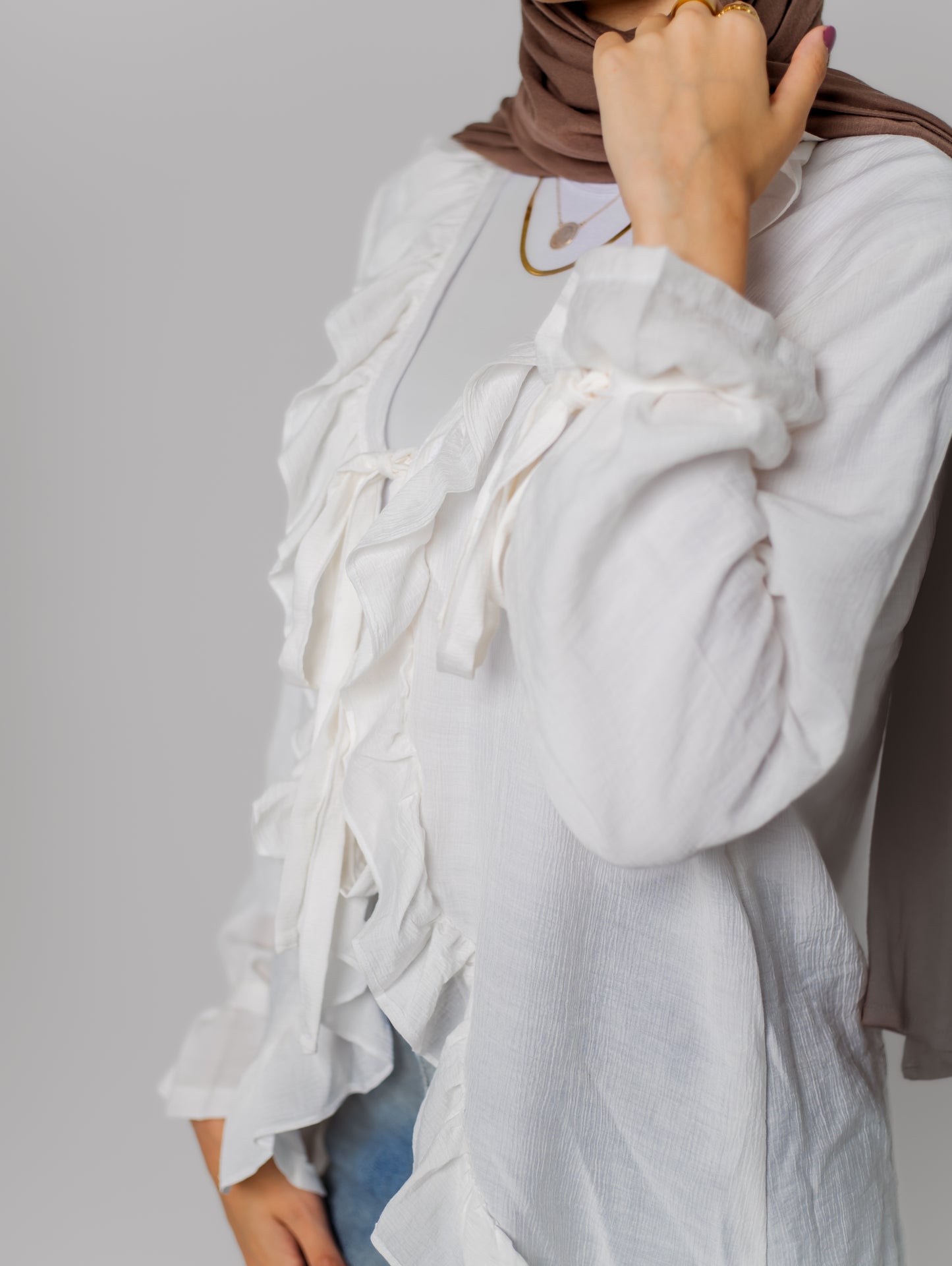 Sophia Ruffled Blouse-White
