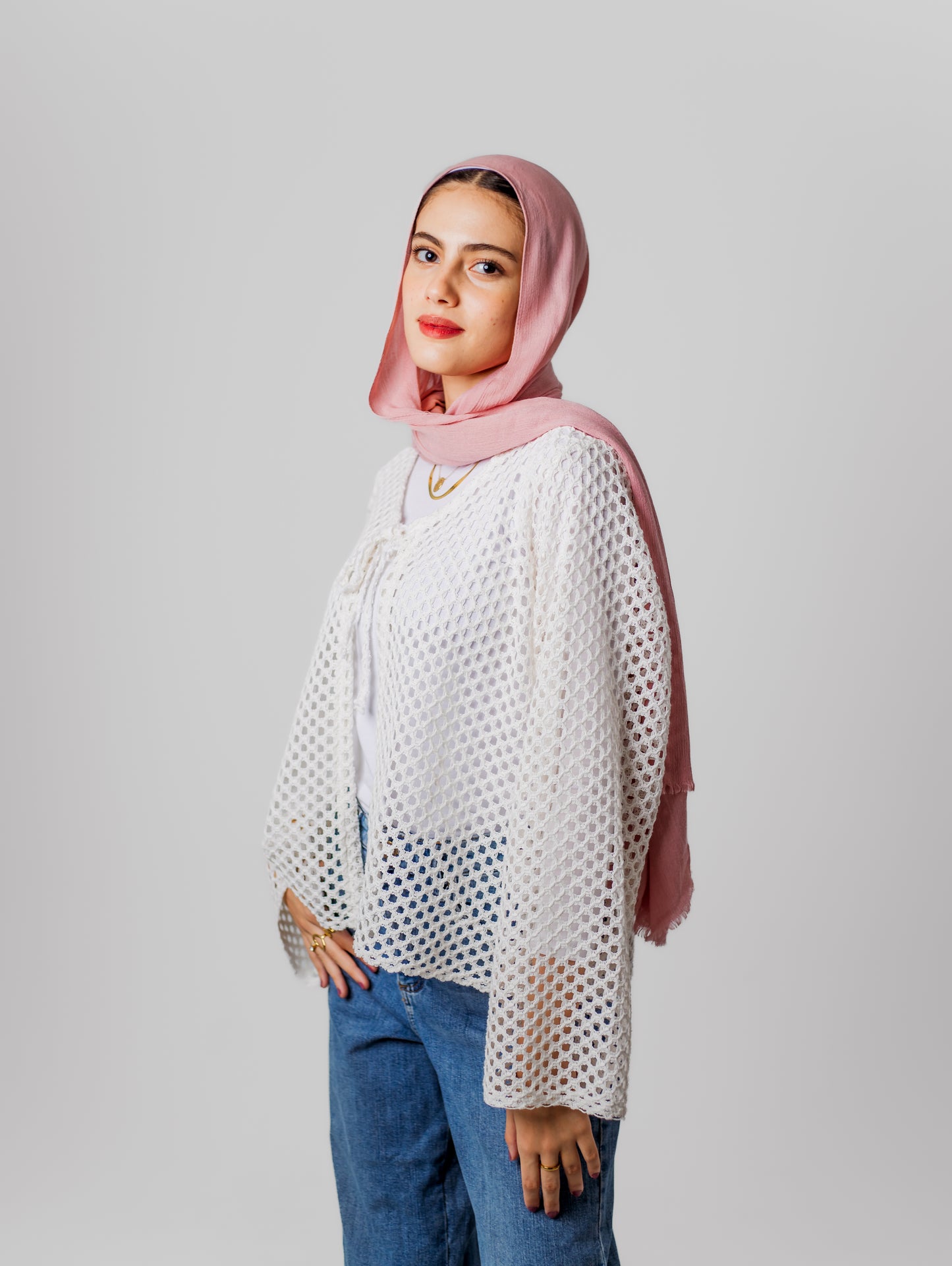Bella Mesh Top-White