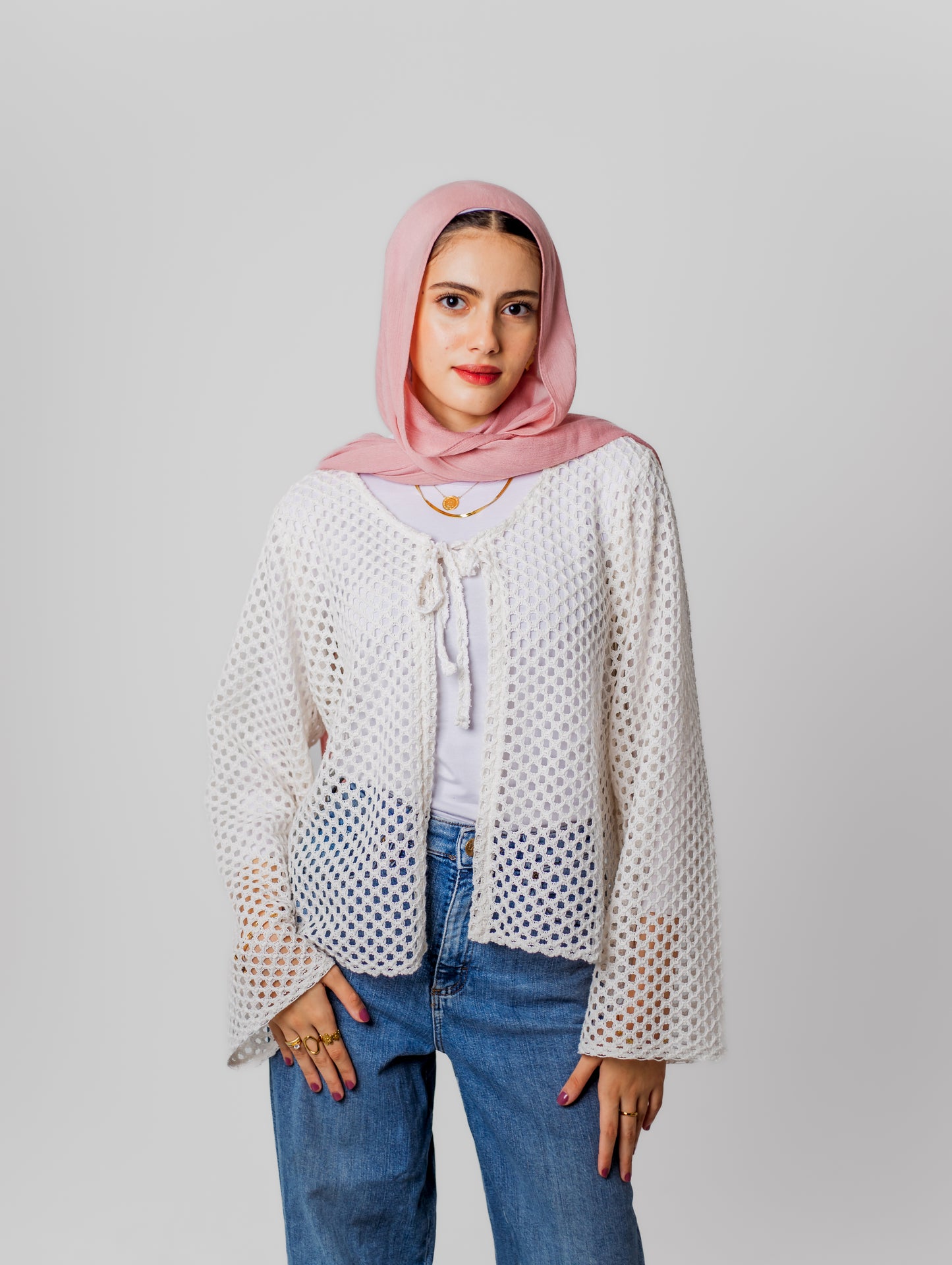 Bella Mesh Top-White