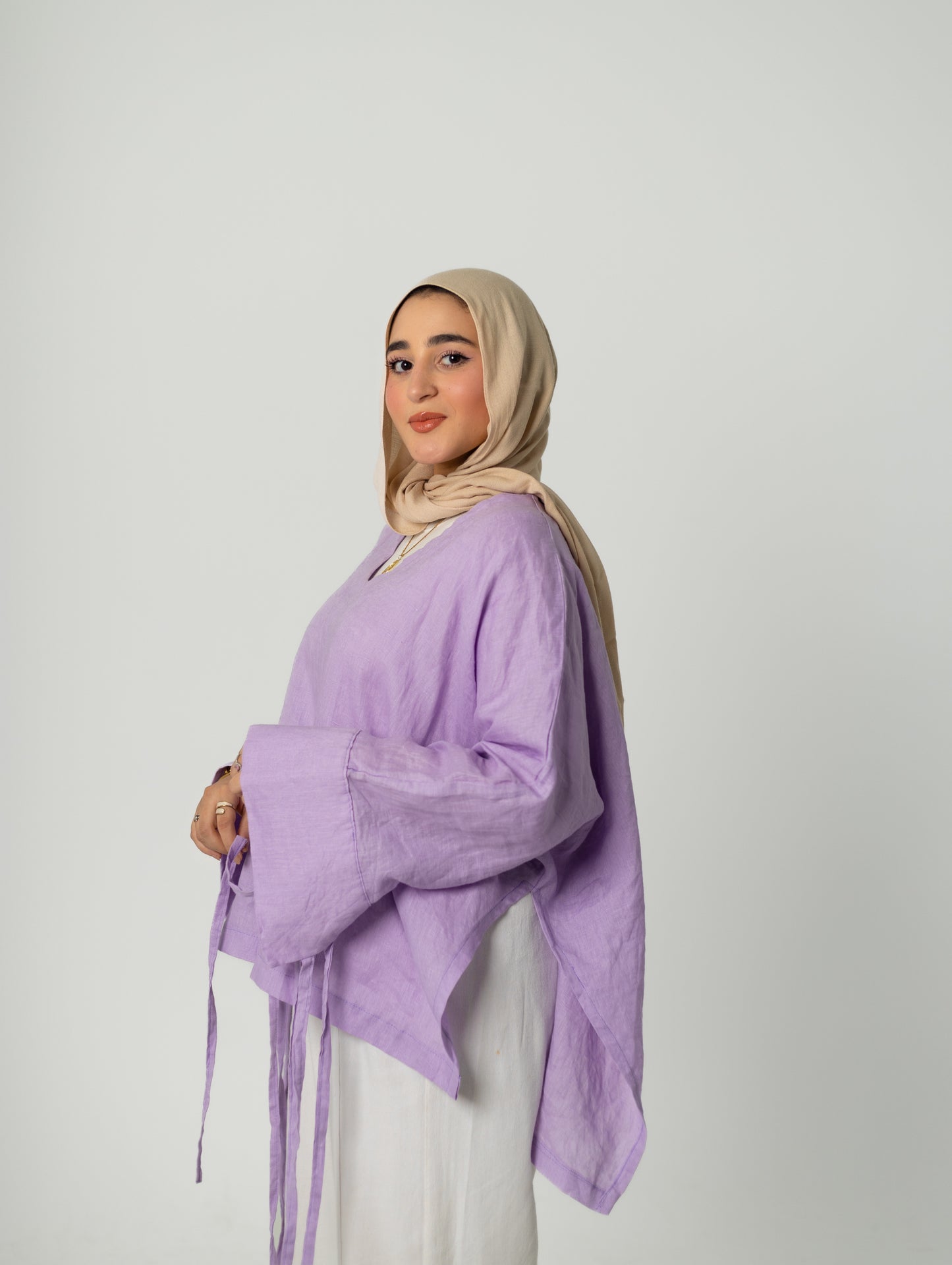 Mia Linen Top-Lilac