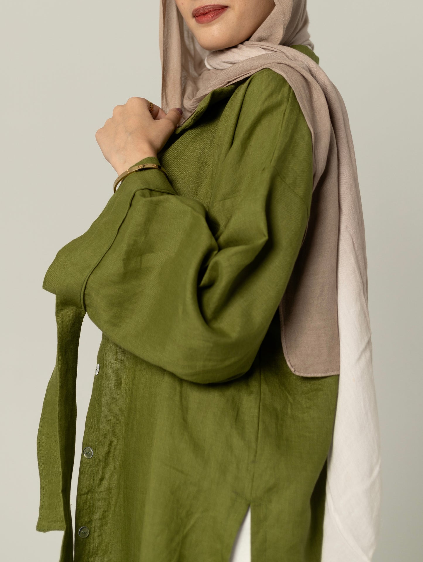 Linen Long Shirt-Green