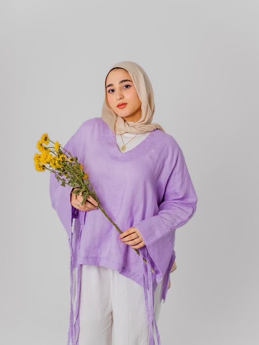 Mia Linen Top-Lilac