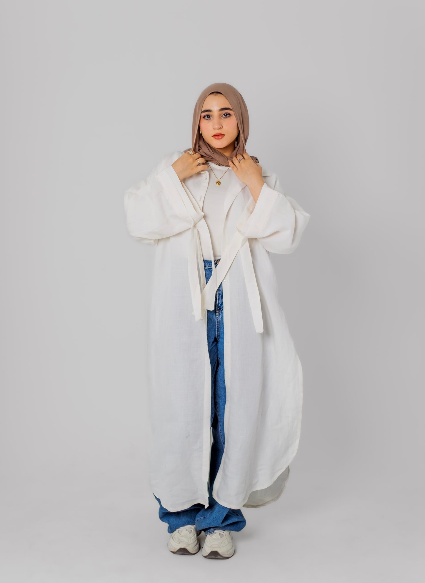 Linen Long Shirt-White