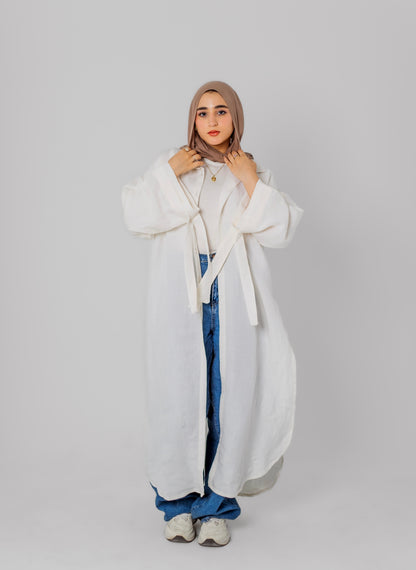 Linen Long Shirt-White