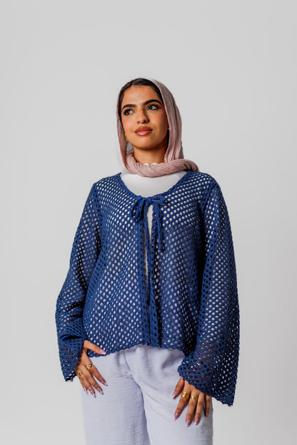 Bella Mesh Top-Navy Blue