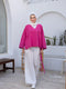 Mia Linen Top-Hot Pink