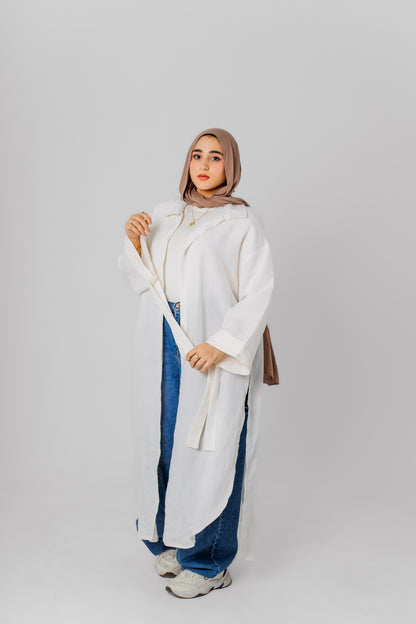 Linen Long Shirt-White