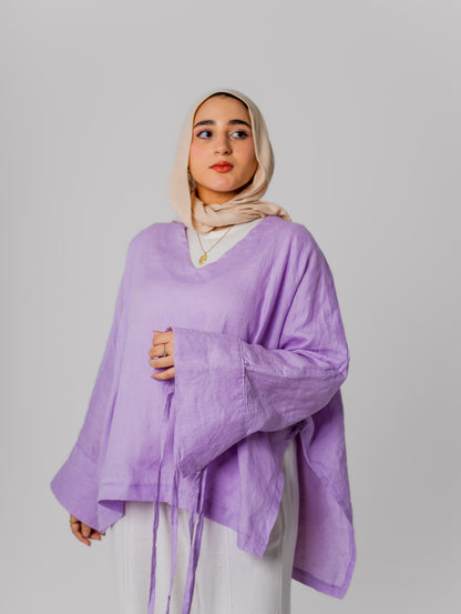 Mia Linen Top-Lilac
