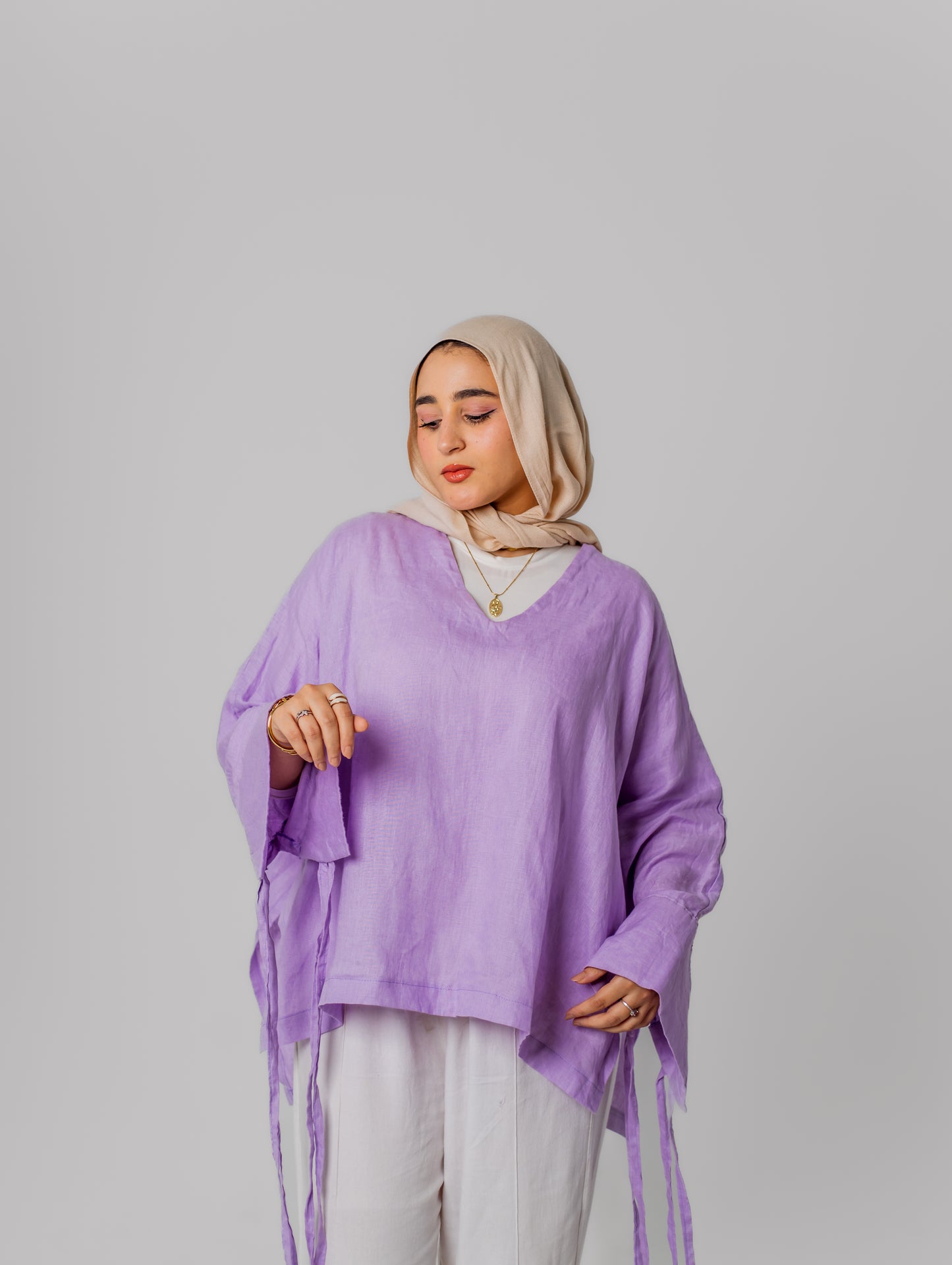 Mia Linen Top-Lilac