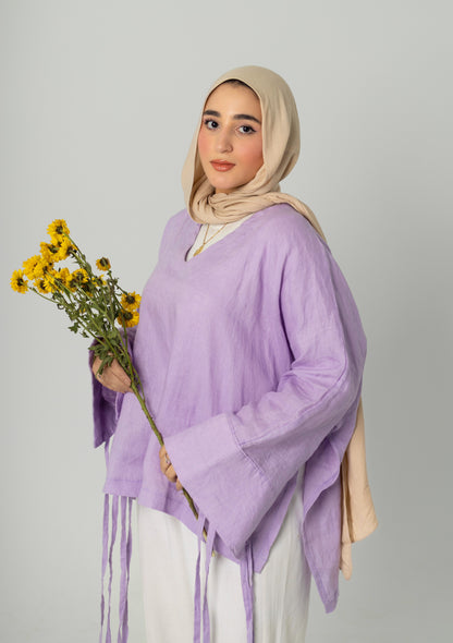 Mia Linen Top-Lilac