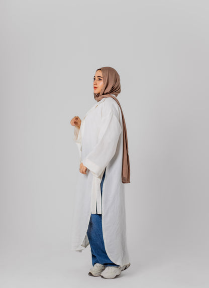 Linen Long Shirt-White