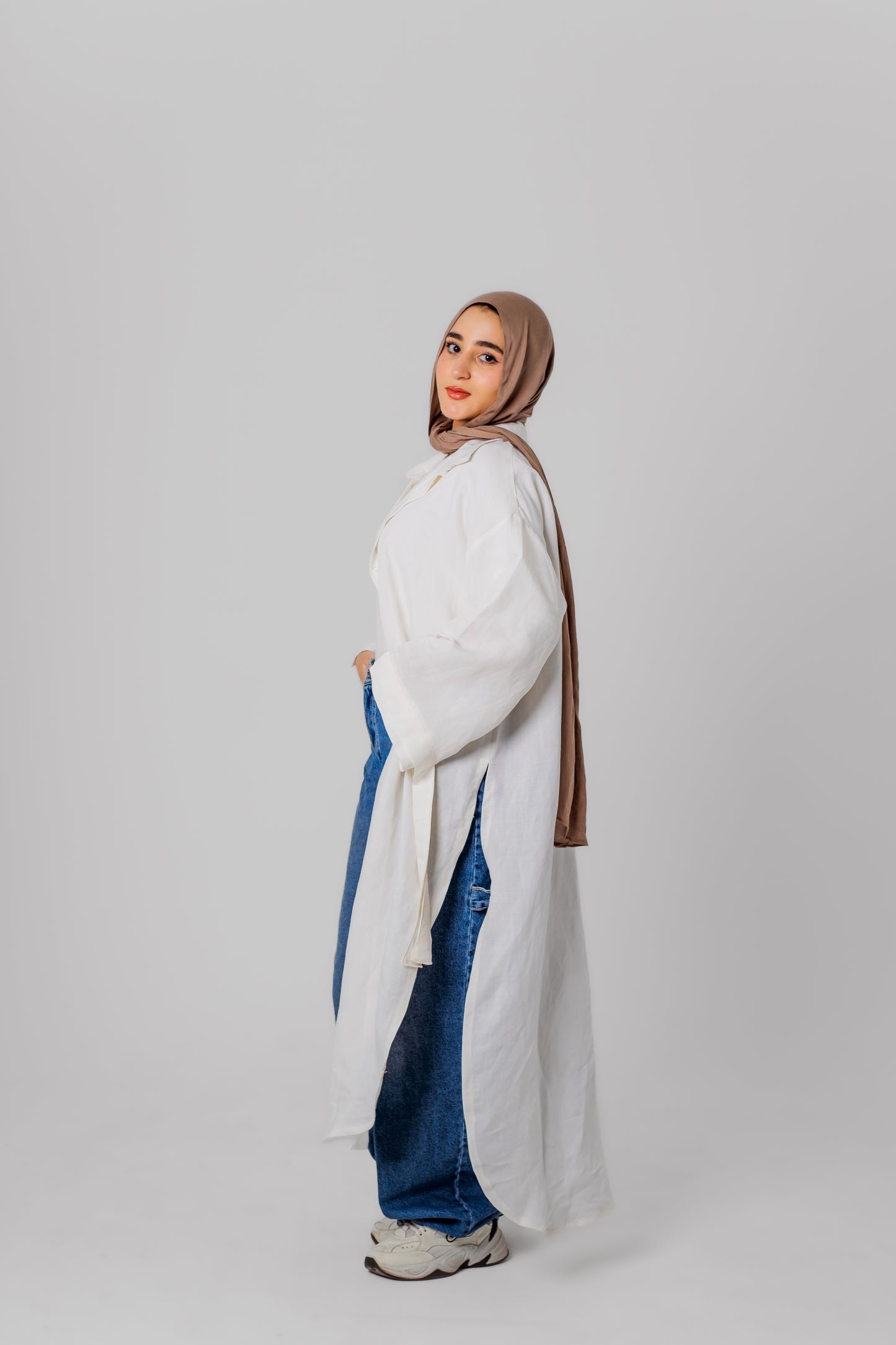 Linen Long Shirt-White