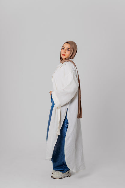 Linen Long Shirt-White