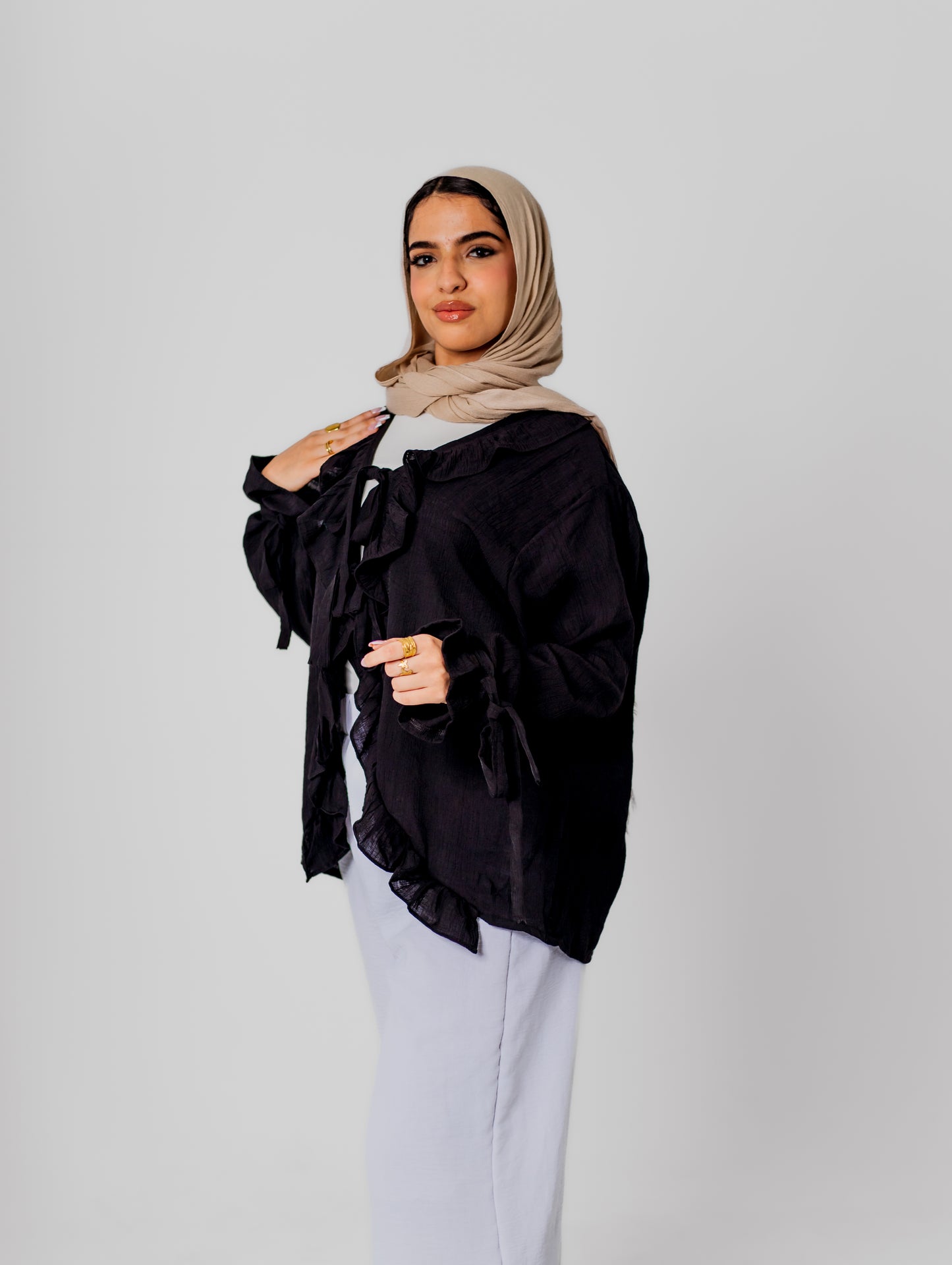 Sophia Ruffled Blouse-Black