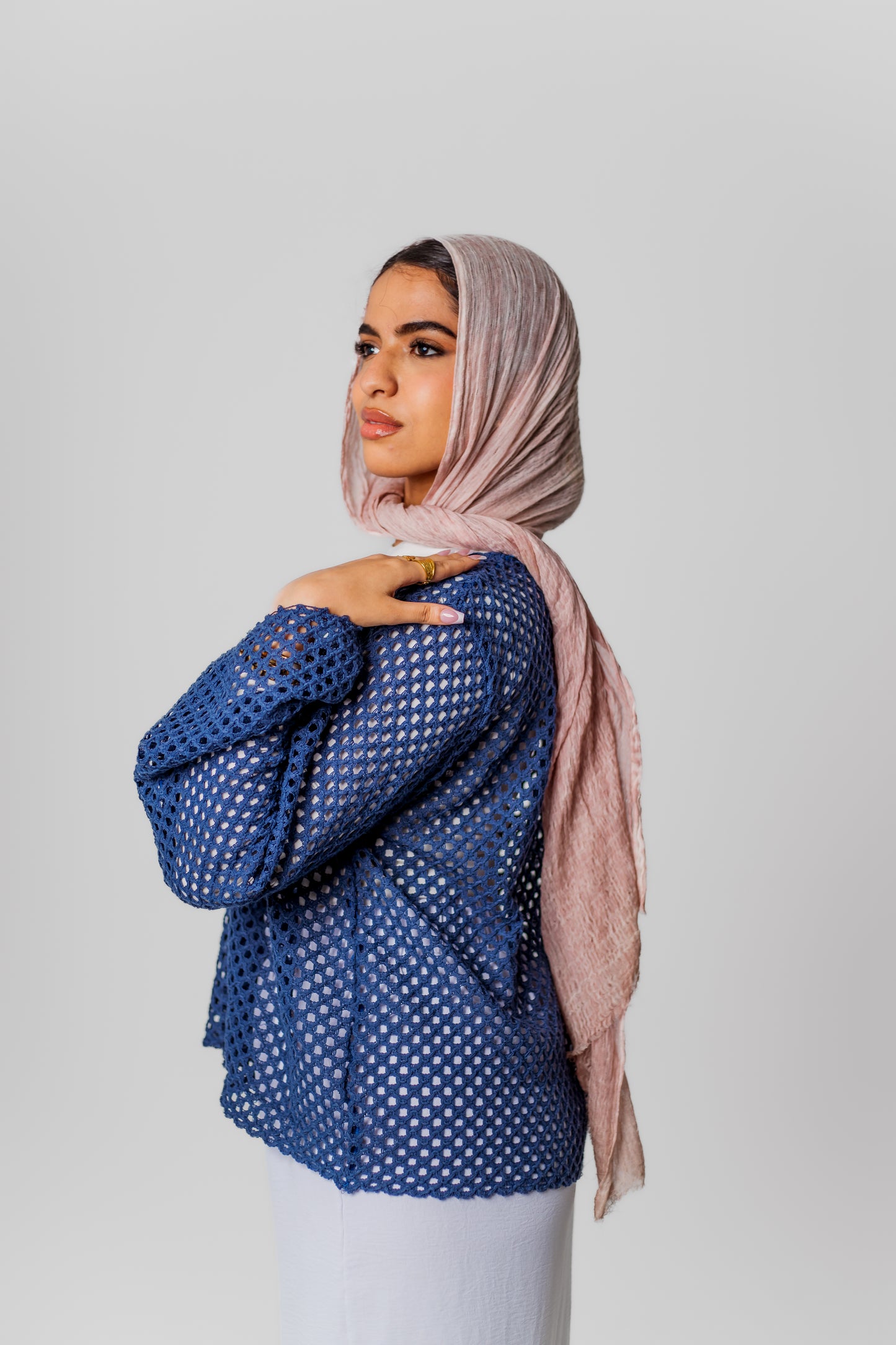 Bella Mesh Top-Navy Blue