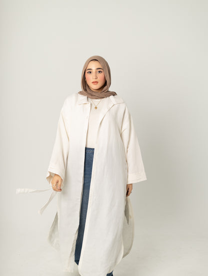 Linen Long Shirt-White