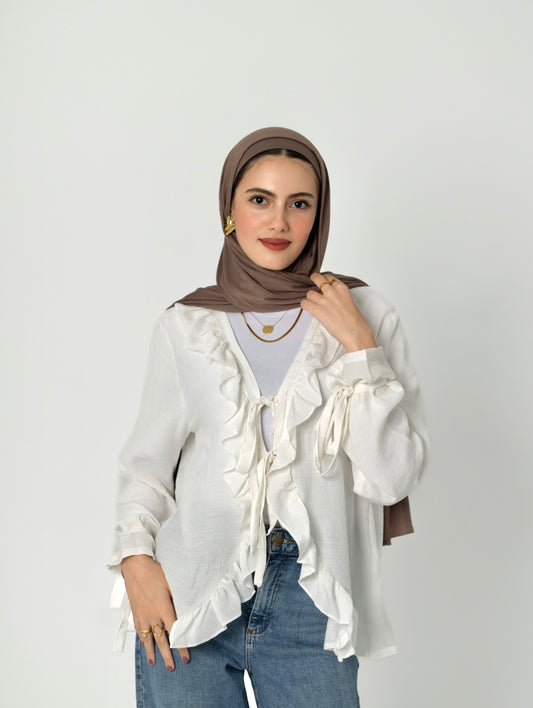 Sophia Ruffled Blouse-White