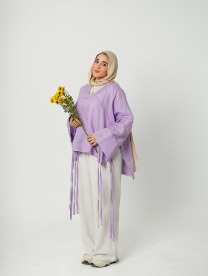 Mia Linen Top-Lilac